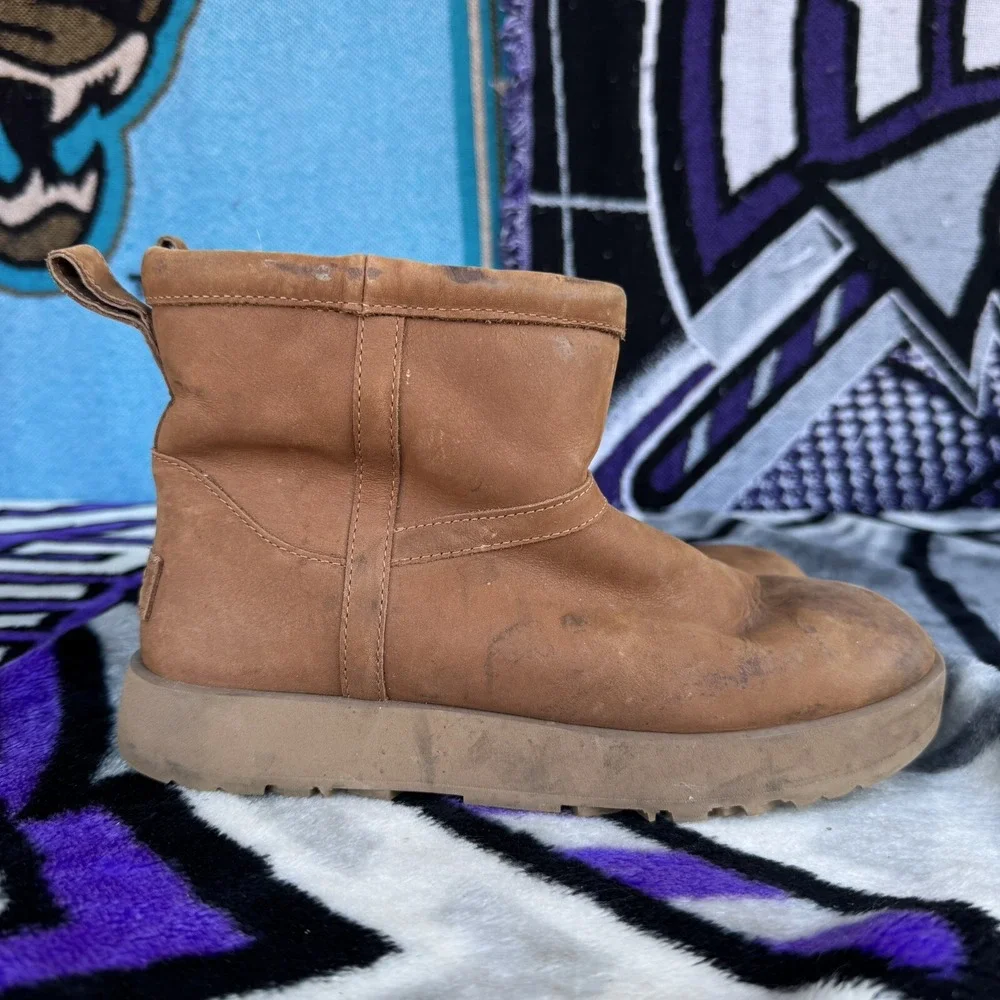 Size 8 - UGG Women's Classic Mini Waterproof Leather Boots‎ 1019641 Chestnut